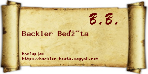 Backler Beáta névjegykártya